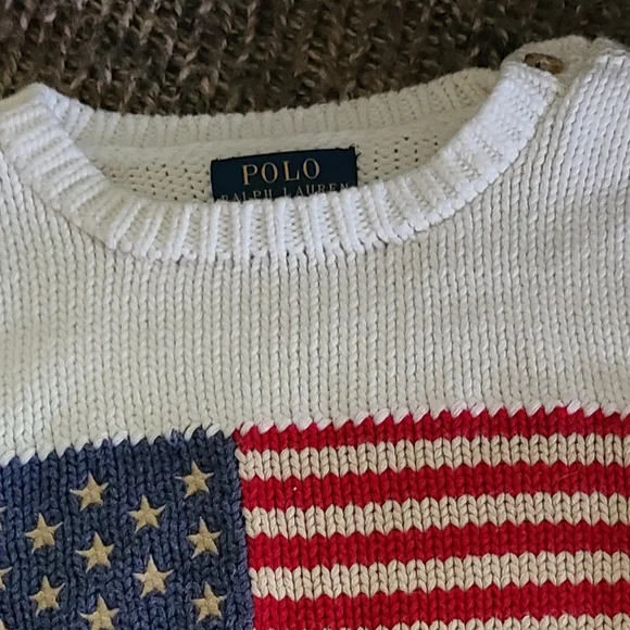 Polo by Ralph Lauren Children's Cream Sweater with Flag Design Sz 6X - Picture 4 of 4